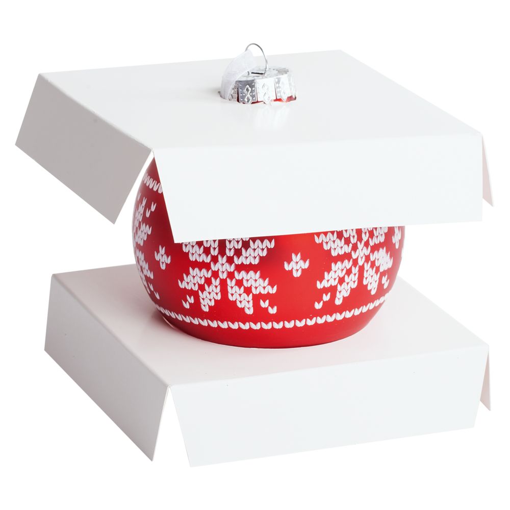 Елочный шар «Скандинавский узор», 10 см, красный / Миниатюра (упак) (1000)