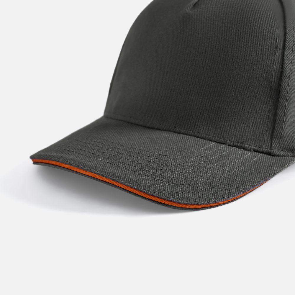 Бейсболка Long Beach, серая с оранжевым / Миниатюра WWW (1000)