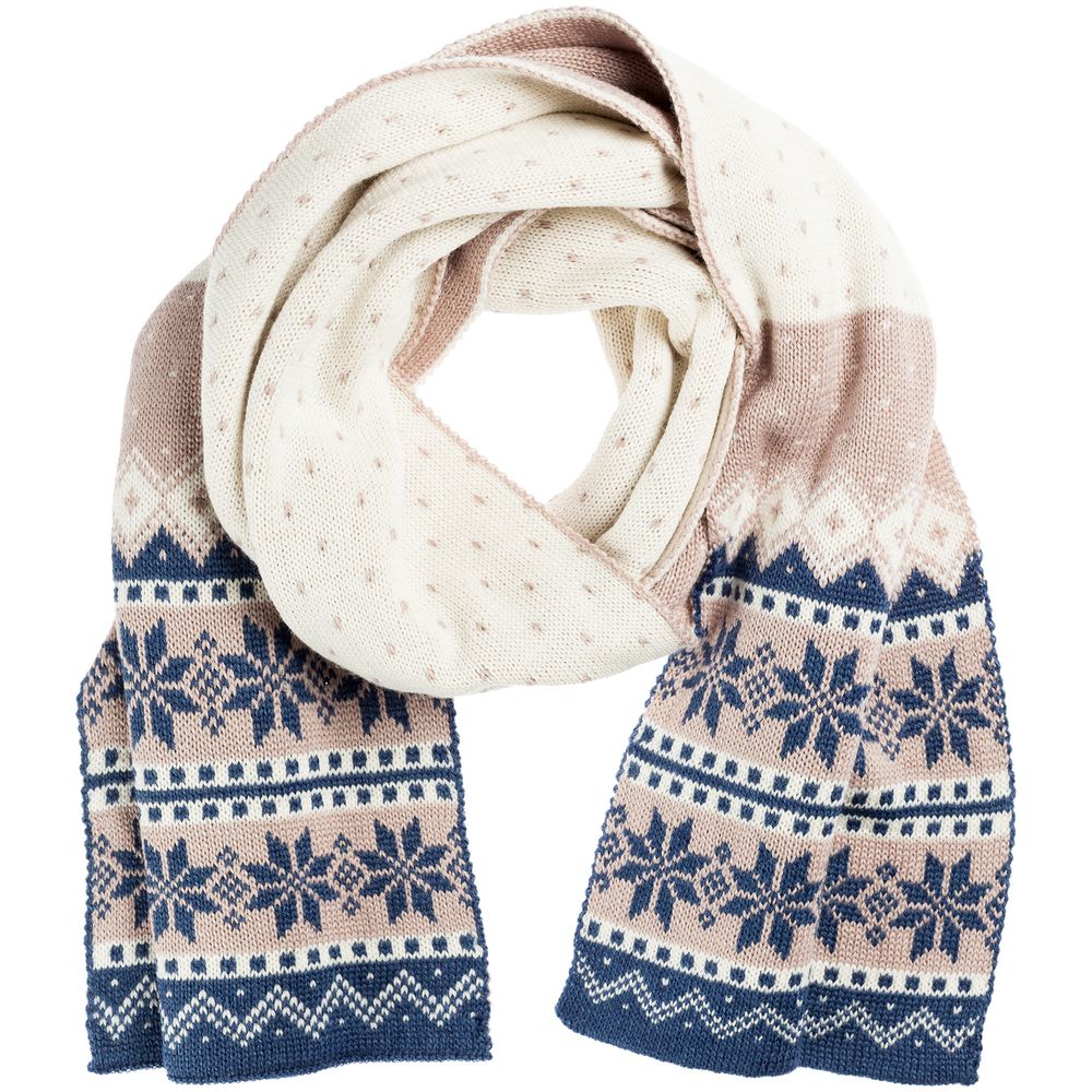 Шарф Happy View, бежевый с синим / Миниатюра WWW (1000)