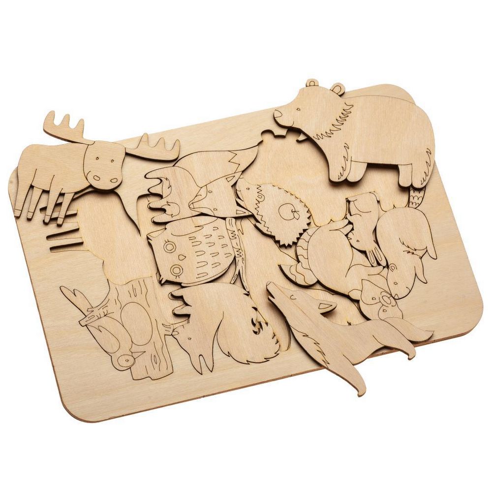 Пазл-раскраска Wood Games, лесные жители / Миниатюра WWW (1000)