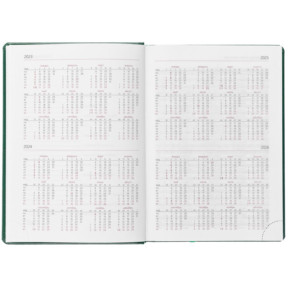 Ежедневник New Nebraska, датированный, зеленый / Миниатюра WWW (1000)