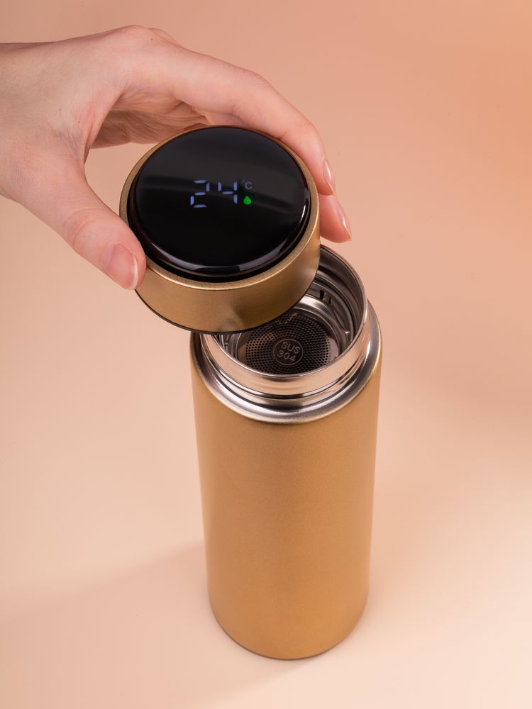 Смарт-бутылка с заменяемой батарейкой Long Therm, золотистая / Миниатюра WWW (1000)