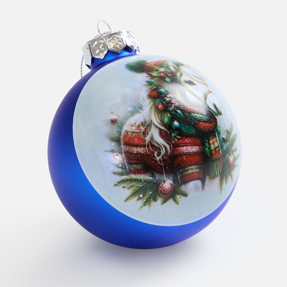 Елочный шар Finery Matt, 10 см, матовый синий / Миниатюра WWW (1000)