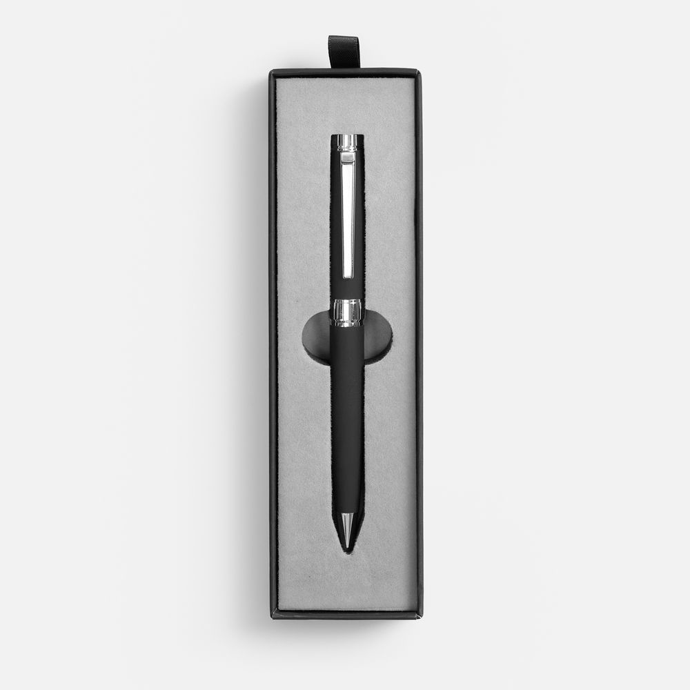 Ручка шариковая Broad Ring Soft Touch в футляре, черная / Миниатюра WWW (1000)