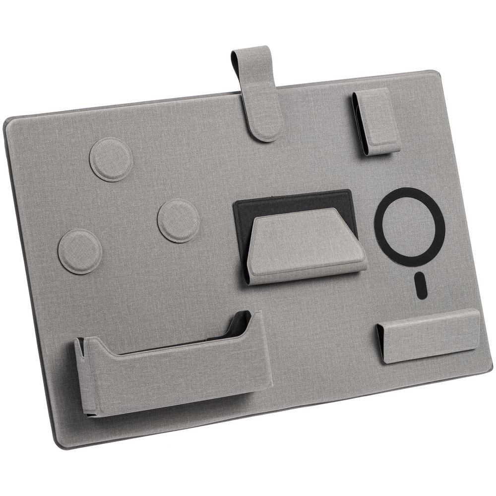 Настольный органайзер с беспроводной зарядкой Oiro, серый / Миниатюра WWW (1000)