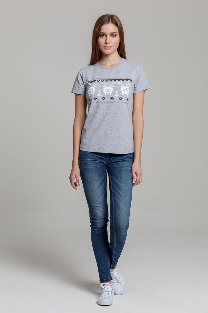 Футболка женская «Пигсель», серый меланж / Миниатюра WWW (1000)