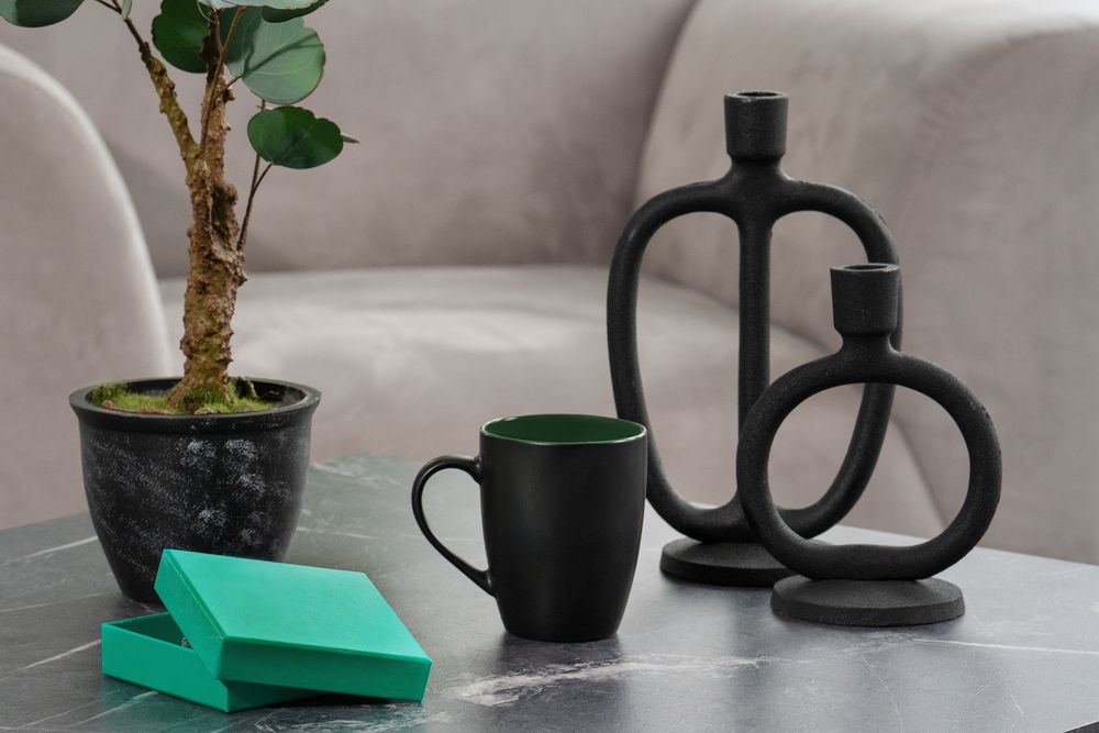 Кружка Bright Tulip, матовая, черная с зеленым / Миниатюра WWW (1000)