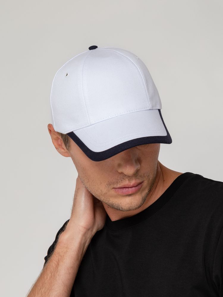 Бейсболка Honor, белая с темно-синим кантом / Миниатюра WWW (1000)