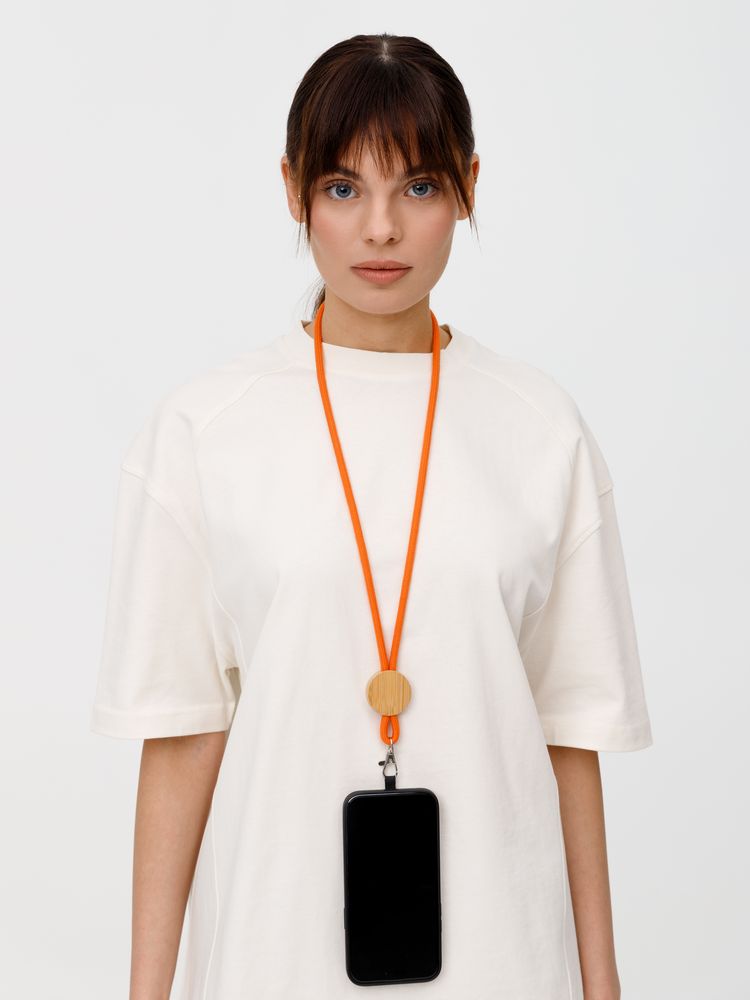 Шнурок для бейджа Tube Wood, оранжевый / Миниатюра WWW (1000)