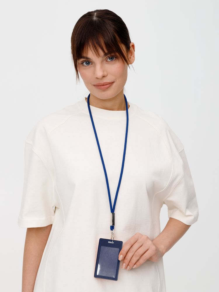 Шнурок для бейджа Tube Metal, синий / Миниатюра WWW (1000)