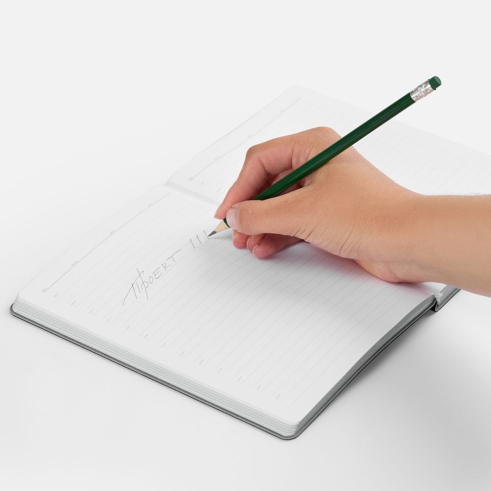 Карандаш простой Hand Friend с ластиком, зеленый / Миниатюра WWW (1000)