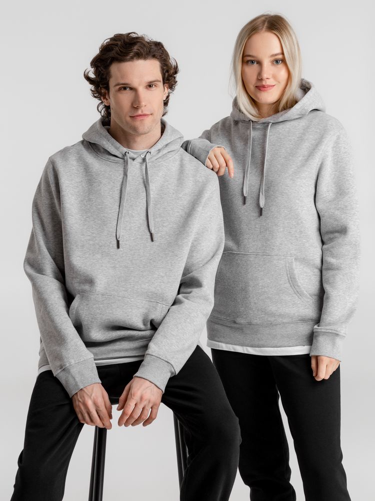 Толстовка с капюшоном унисекс King, серый меланж / Миниатюра WWW (1000)