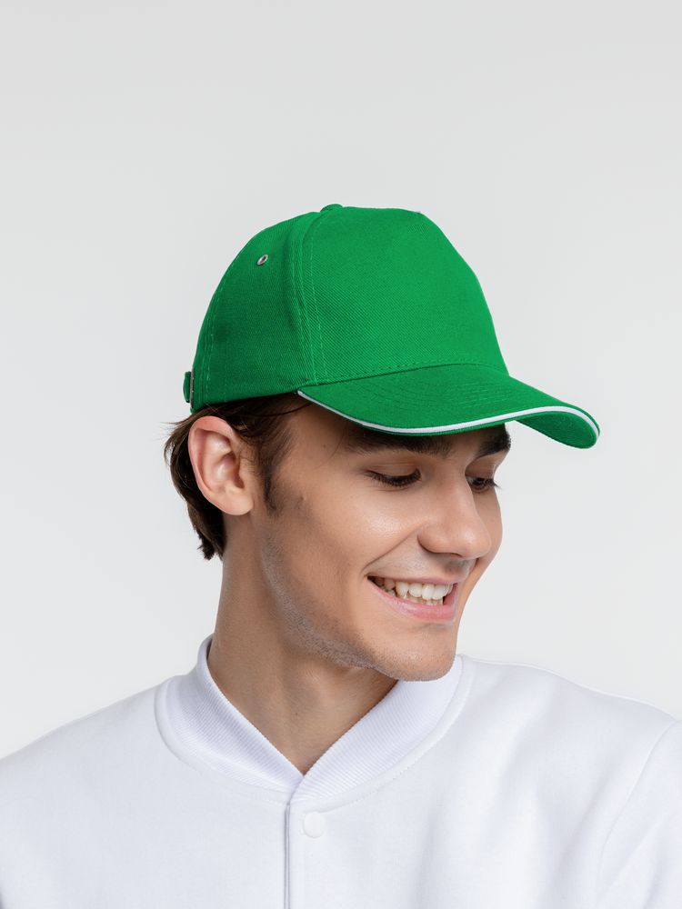 Бейсболка Classic, ярко-зеленая с белым кантом / Миниатюра WWW (1000)