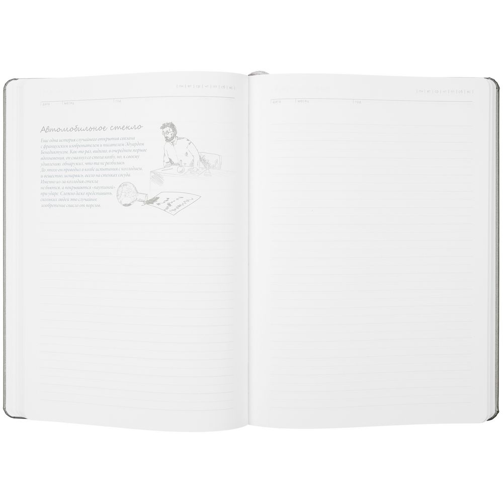 Ежедневник «История изобретений», недатированный, серый / Миниатюра WWW (1000)