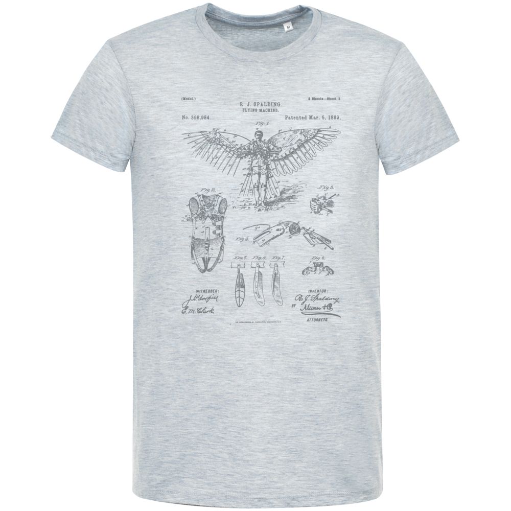 Футболка приталенная Old Patents. Flying Machine, голубой меланж / Миниатюра WWW (1000)