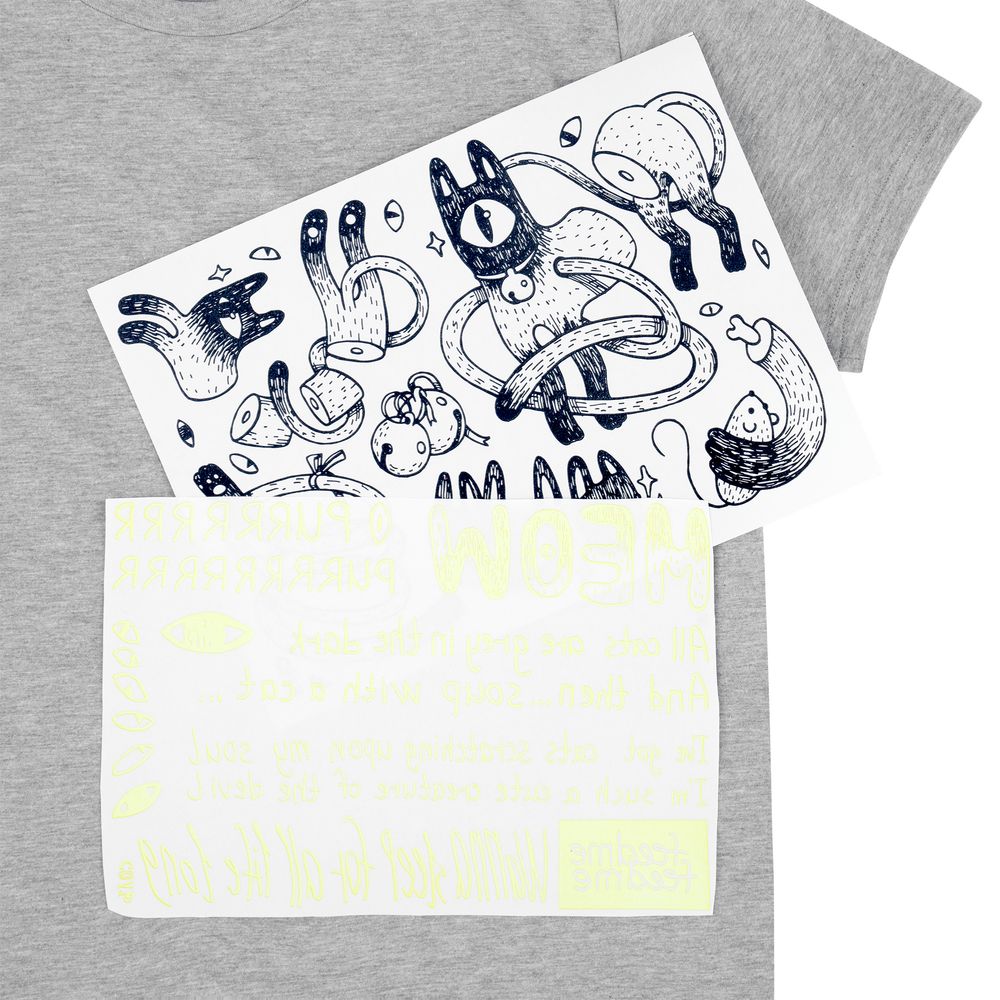 Футболка с термонаклейками Meow, серый меланж / Миниатюра WWW (1000)