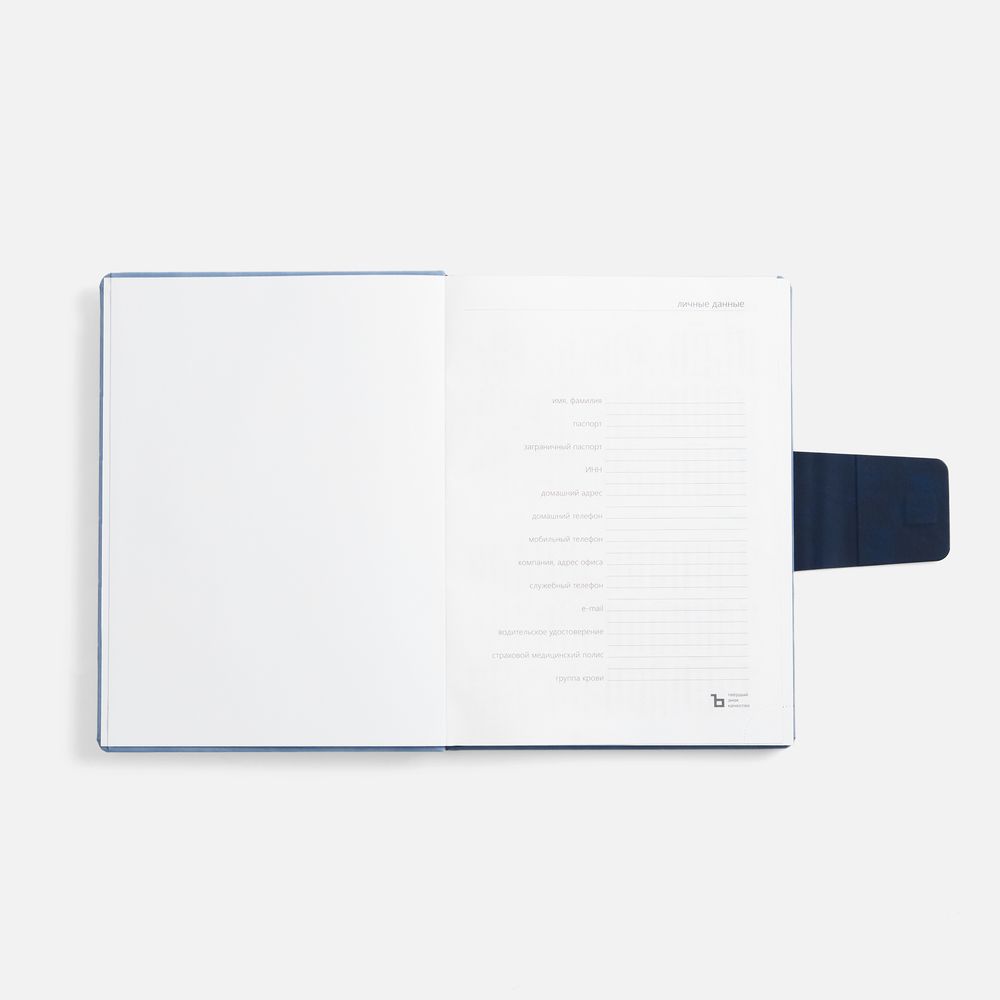 Ежедневник Grande Strap на заказ, датированный, голубой / Миниатюра WWW (1000)