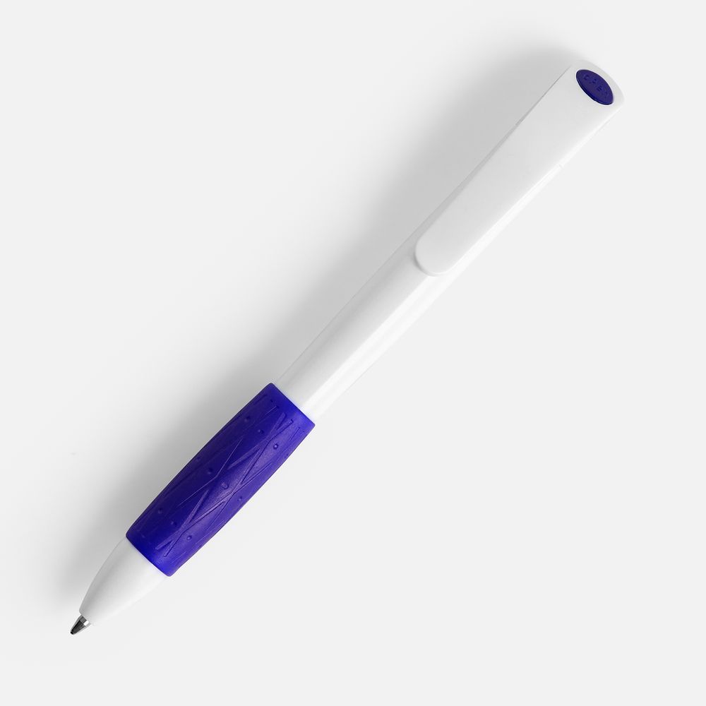 Ручка шариковая Grip, белая с синим / Миниатюра WWW (1000)