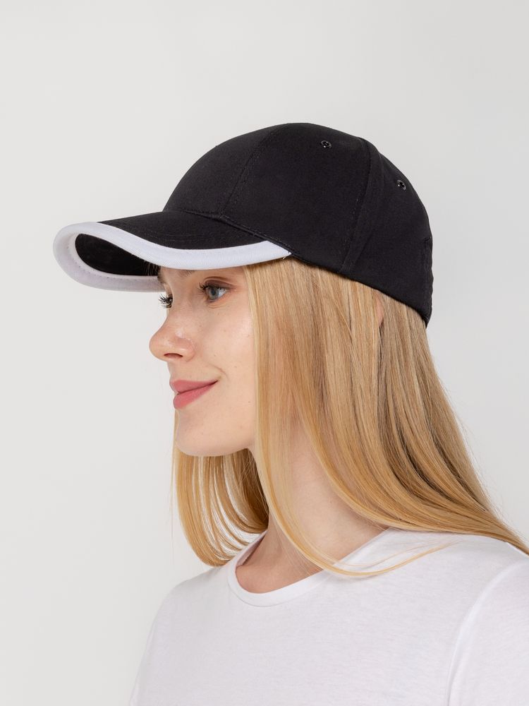 Бейсболка Honor, черная с белым кантом / Миниатюра WWW (1000)