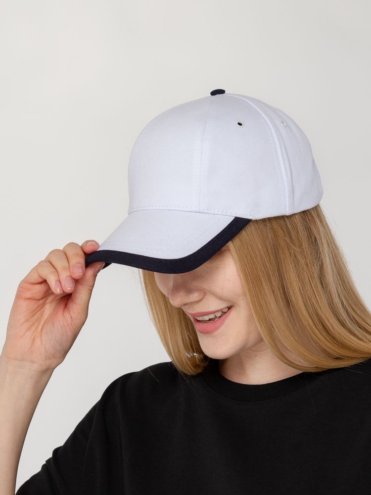 Бейсболка Honor, белая с темно-синим кантом / Миниатюра WWW (1000)