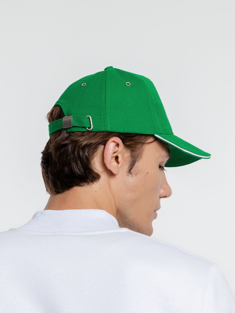 Бейсболка Classic, ярко-зеленая с белым кантом / Миниатюра WWW (1000)