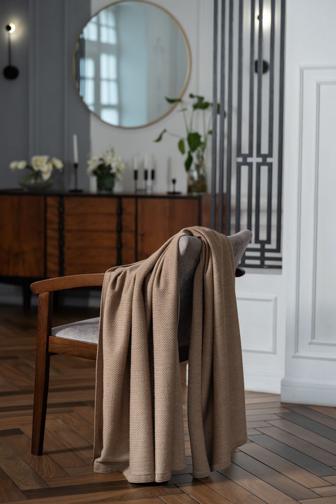 Плед Ornato, бежевый (миндальный меланж) / Миниатюра WWW (1000)