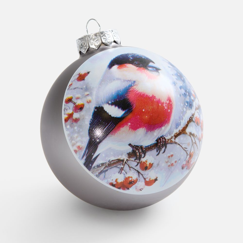 Елочный шар Finery Matt, 8 см, матовый серебристый / Миниатюра WWW (1000)