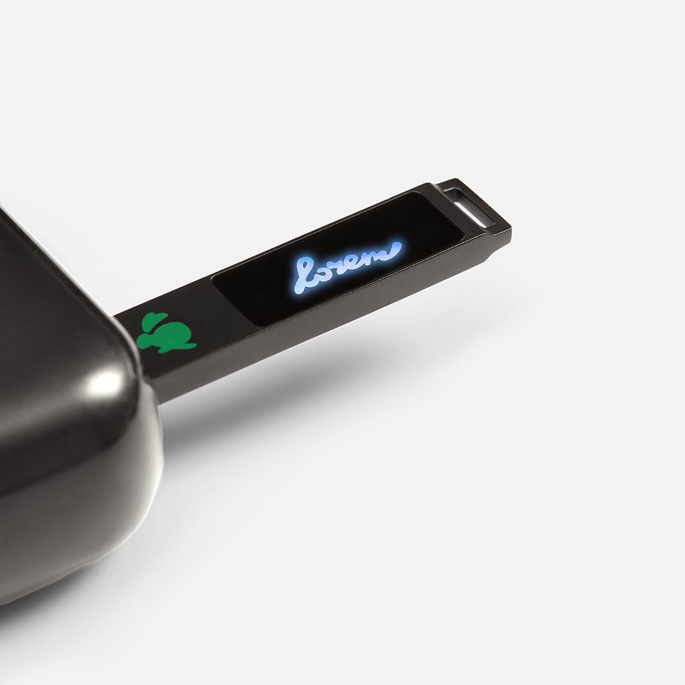 Флешка markBright Black с синей подсветкой, 32 Гб / Миниатюра нанесения (1000)