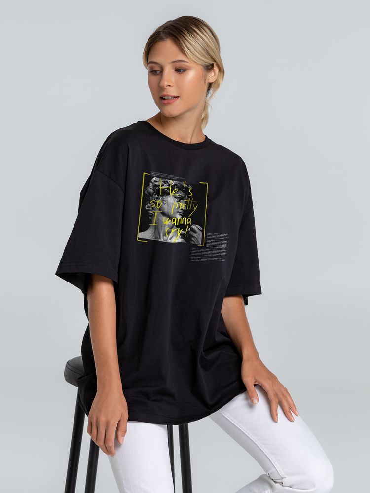 Футболка оверсайз «He is So Pretty. Давид», черная / Миниатюра WWW (1000)