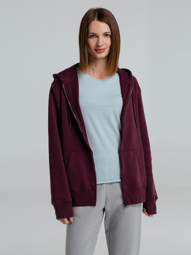 Толстовка с капюшоном на молнии унисекс King, бордовая / Миниатюра WWW (1000)