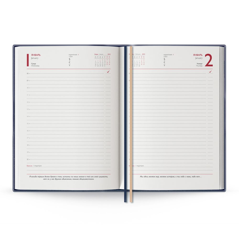 Ежедневник Lugo, датированный, синий / Миниатюра WWW (1000)