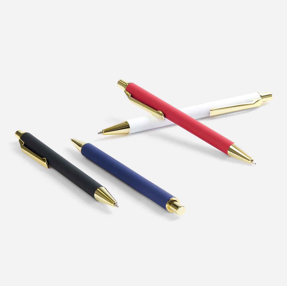 Ручка шариковая Lobby Soft Touch Gold, белая / Миниатюра WWW (1000)