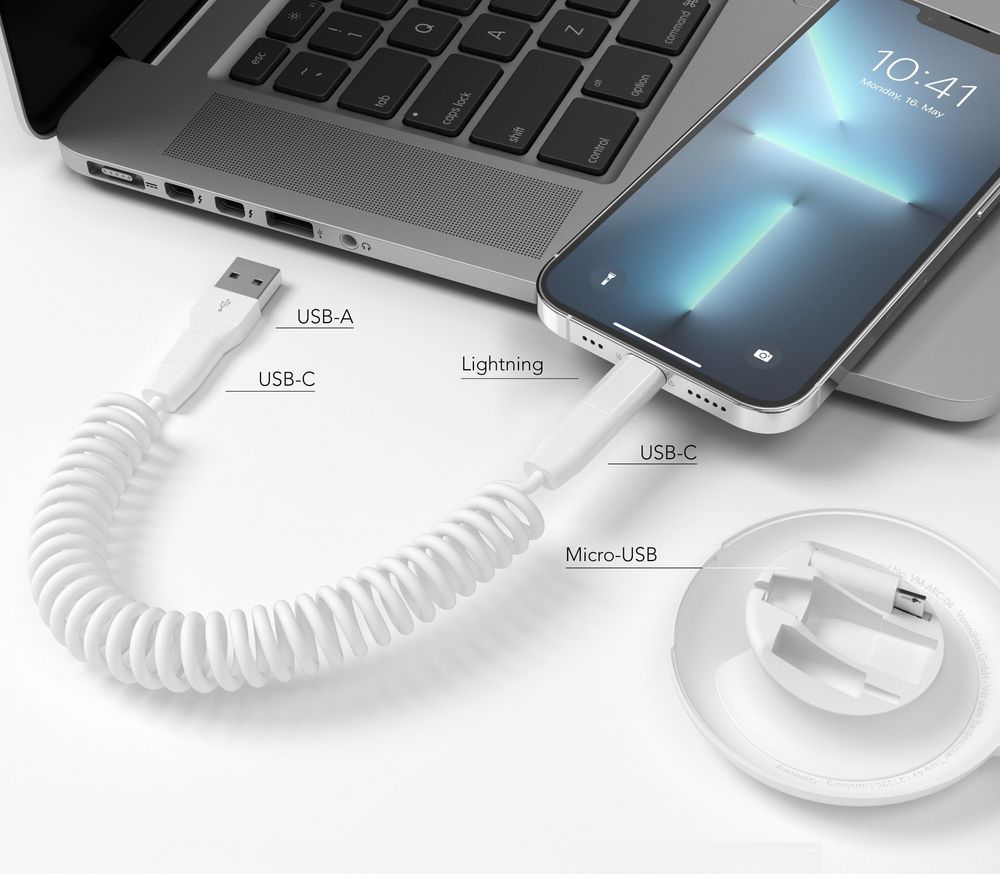 Кабель Vonmahlen Allroundo Eco для быстрой зарядки, белый / Миниатюра WWW (1000)