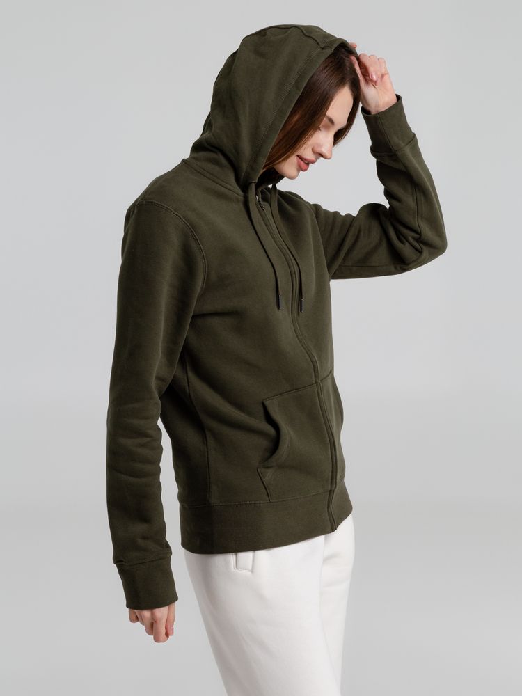 Толстовка с капюшоном на молнии унисекс King, хаки / Миниатюра WWW (1000)