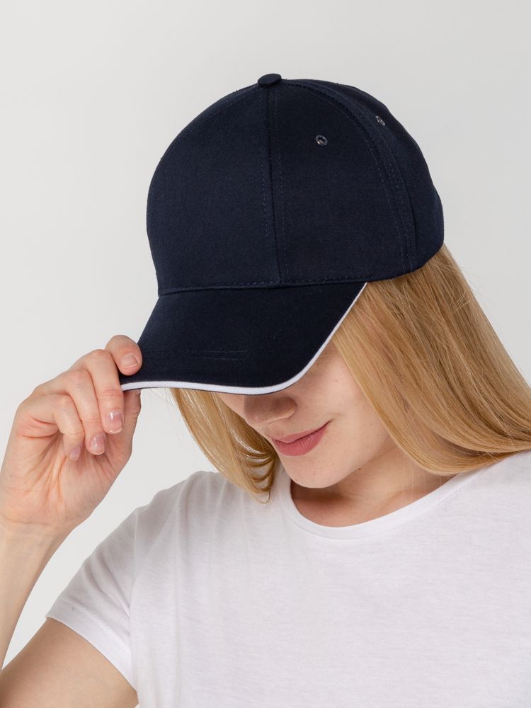 Бейсболка Canopy, темно-синяя с белым кантом / Миниатюра WWW (1000)