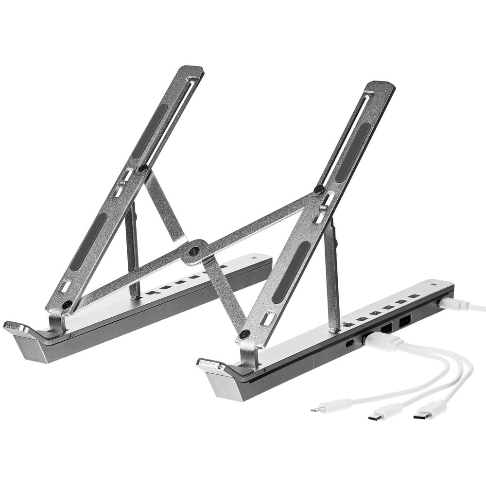 Подставка для ноутбука с USB-хабом Scaffold Hub, серебристый металлик / Миниатюра WWW (1000)