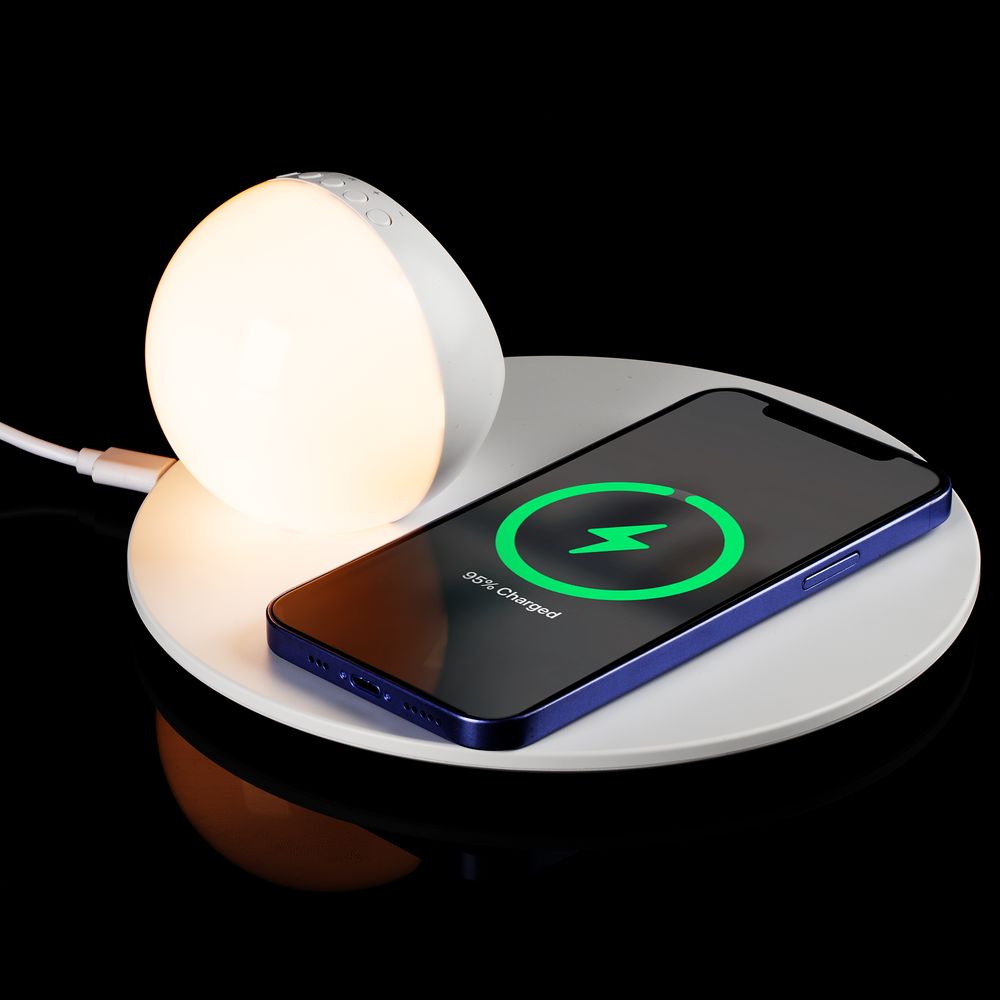 Станция беспроводной зарядки с часами и подсветкой GlobeBee, белая / Миниатюра WWW (1000)