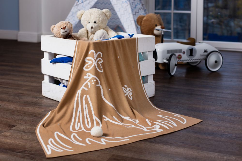 Детский плед Tender. Rabbit, песочный с белым / Миниатюра WWW (1000)