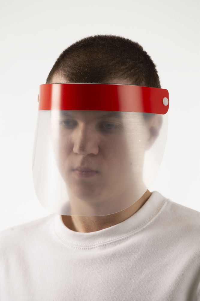 Прозрачный экран для лица Barrier, немедицинский, с красной лентой / Миниатюра WWW (1000)