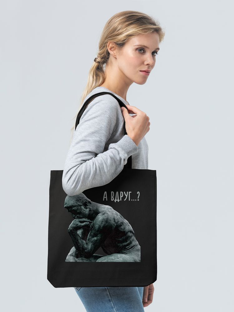 Холщовая сумка «А вдруг?», черная / Миниатюра WWW (1000)