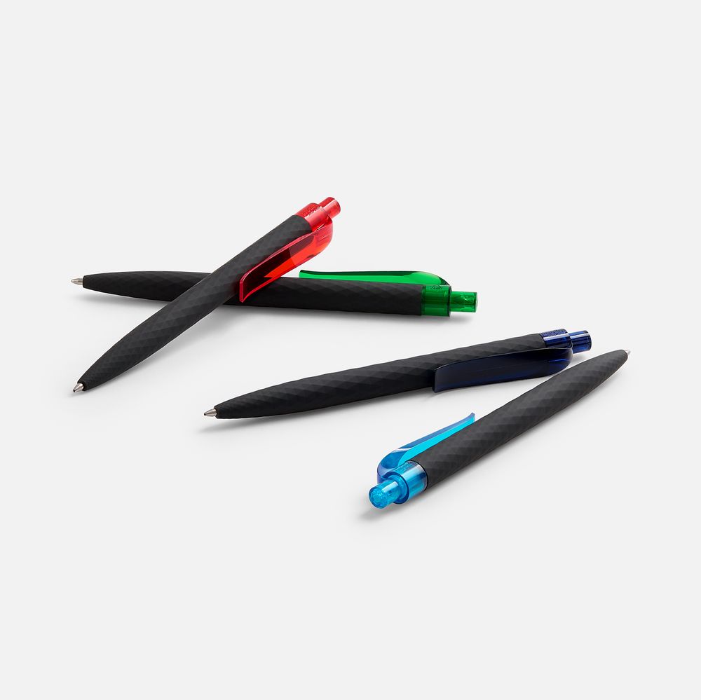Ручка шариковая Prodir QS01 PRT-P Soft Touch, черная с красным / Миниатюра WWW (1000)