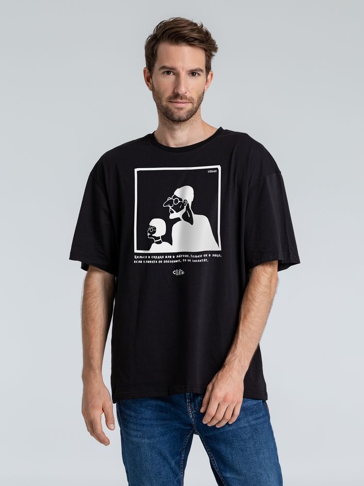 Футболка оверсайз «Леон», черная / Миниатюра WWW (1000)