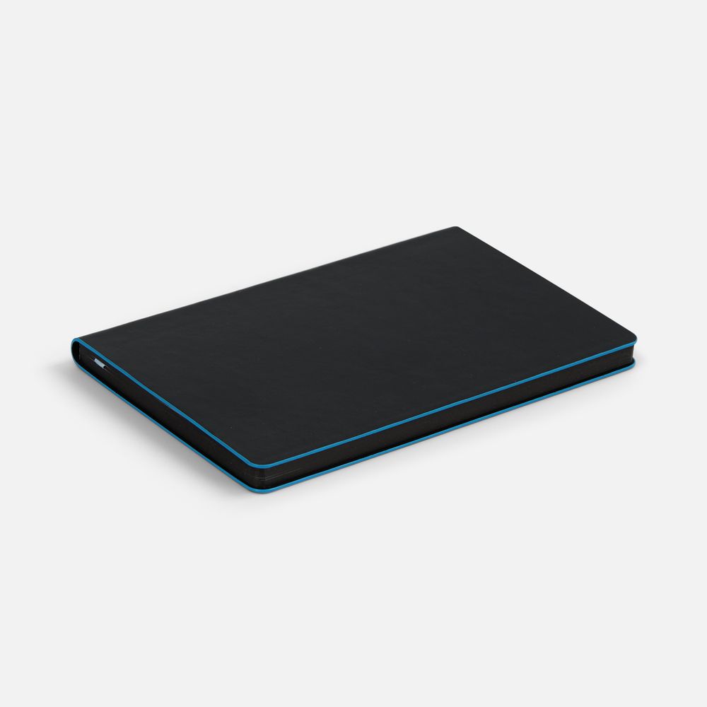 Ежедневник Trait, недатированный, черный с голубым / Миниатюра WWW (1000)