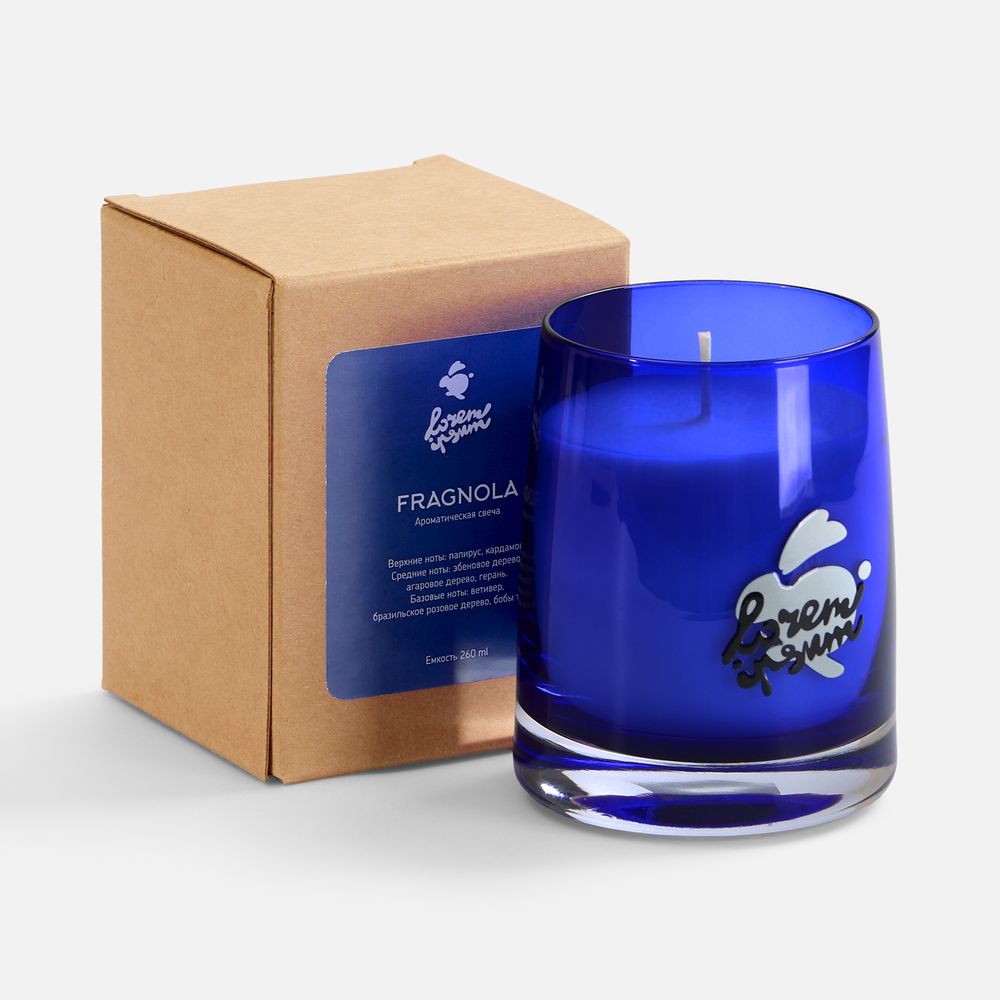Ароматическая свеча Fragnola, пряная древесина и кардамон, темно-синяя / Миниатюра WWW (1000)