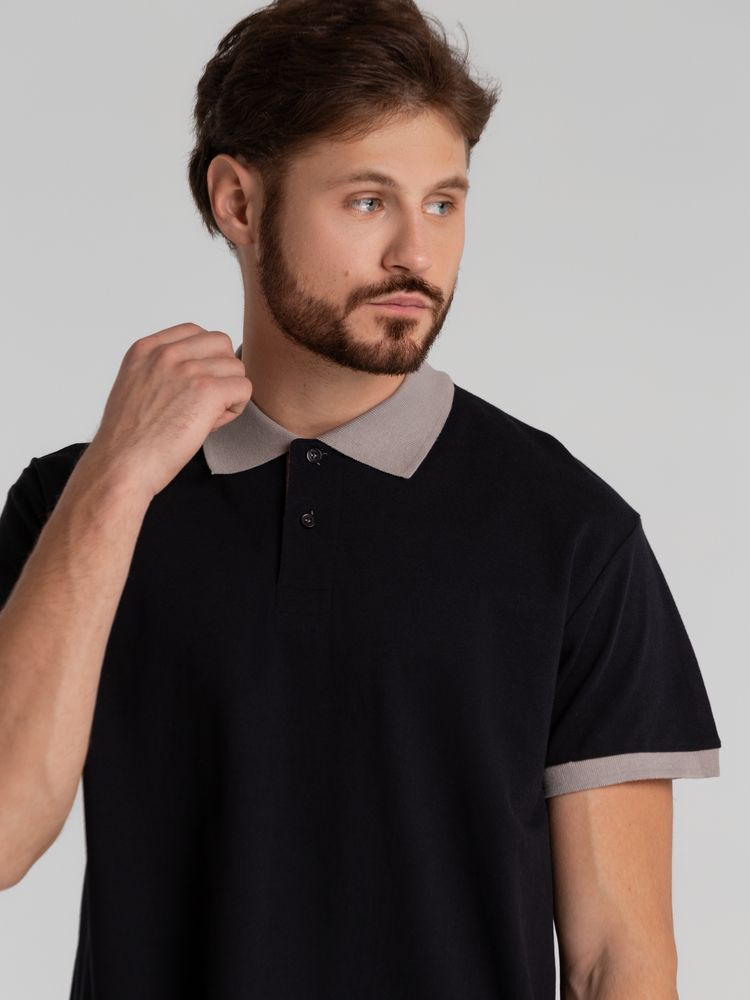 Рубашка поло Prince 190, черная с серым / Миниатюра WWW (1000)