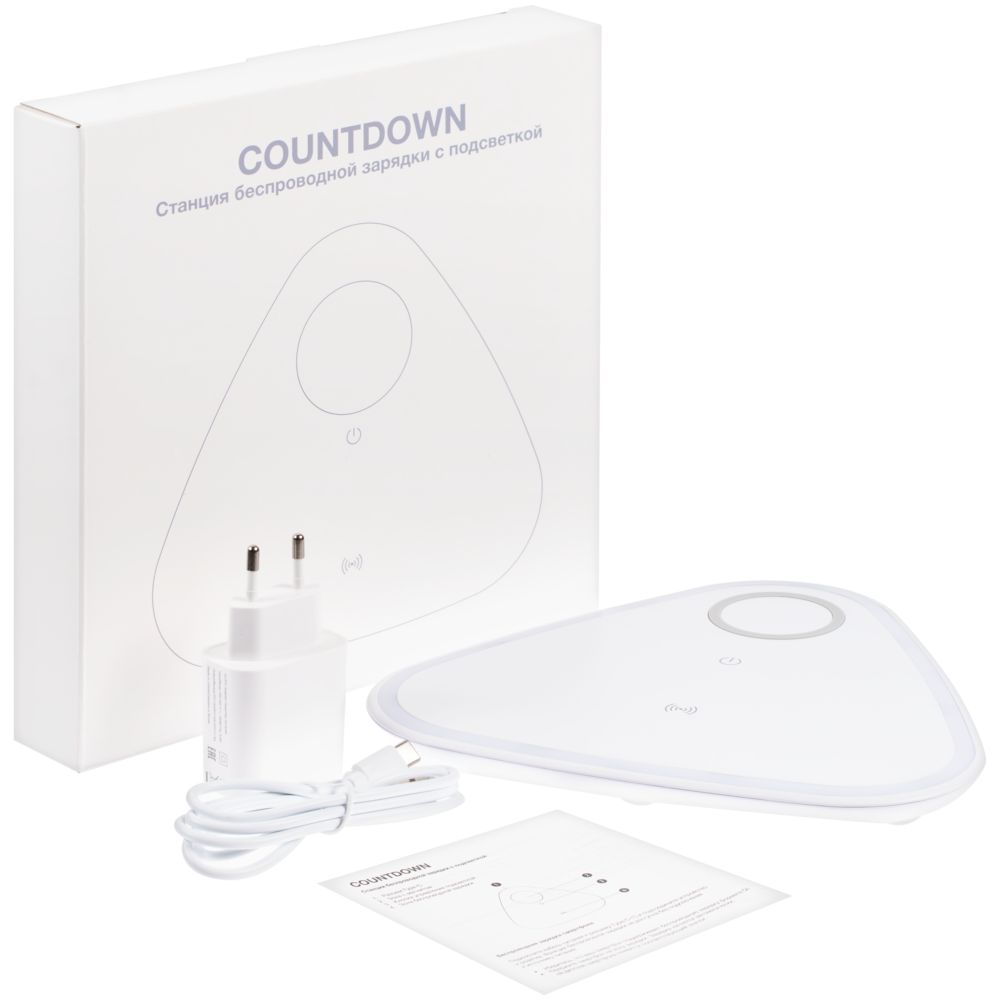 Станция беспроводной зарядки с антистрессом Countdown, белая / Миниатюра WWW (1000)
