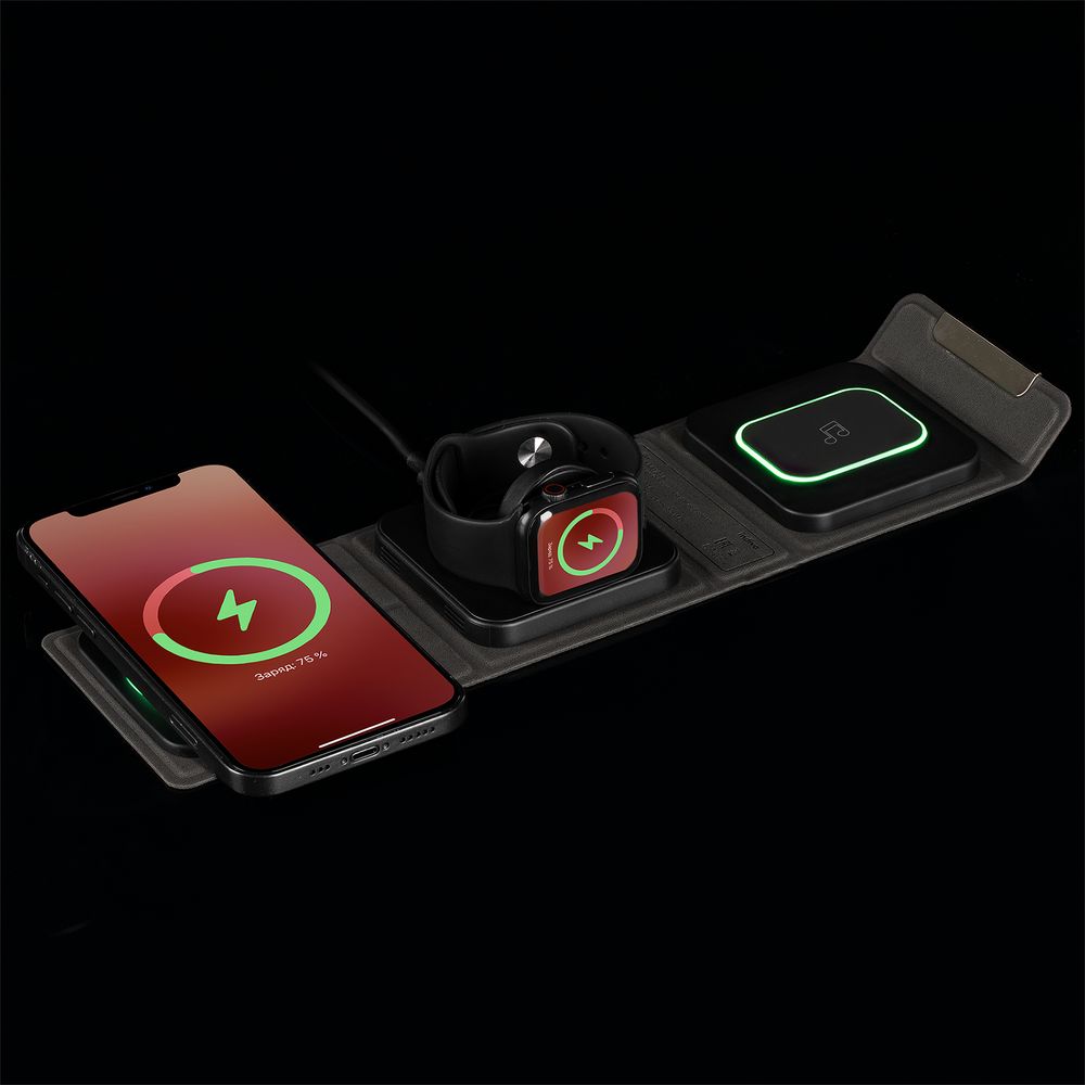 Складная станция беспроводной зарядки triFlex, черная / Миниатюра WWW (1000)