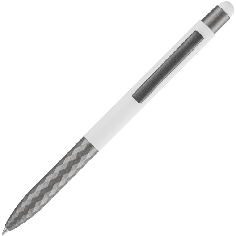 Ручка шариковая со стилусом Digit Soft Touch, белая / Миниатюра WWW (1000)