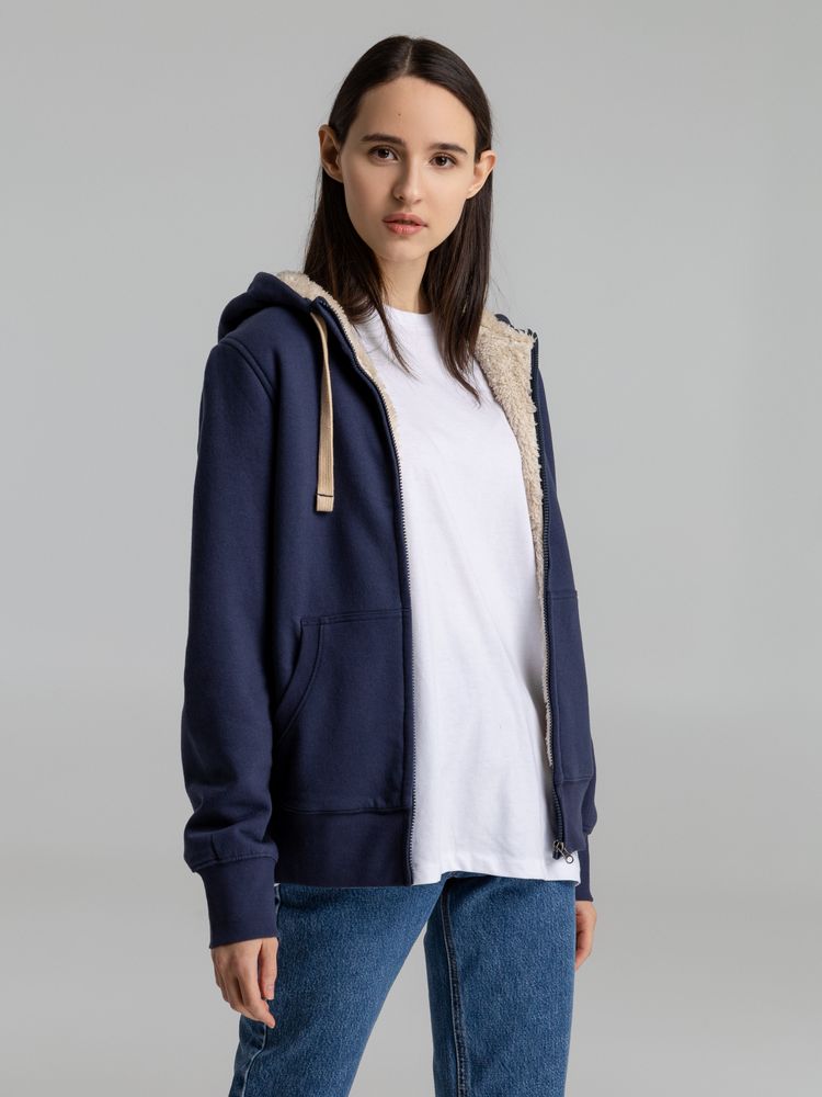 Толстовка унисекс на молнии Sherpa 280, темно-синяя / Миниатюра WWW (1000)