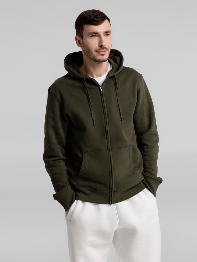 Толстовка с капюшоном на молнии унисекс King, хаки / Миниатюра WWW (1000)